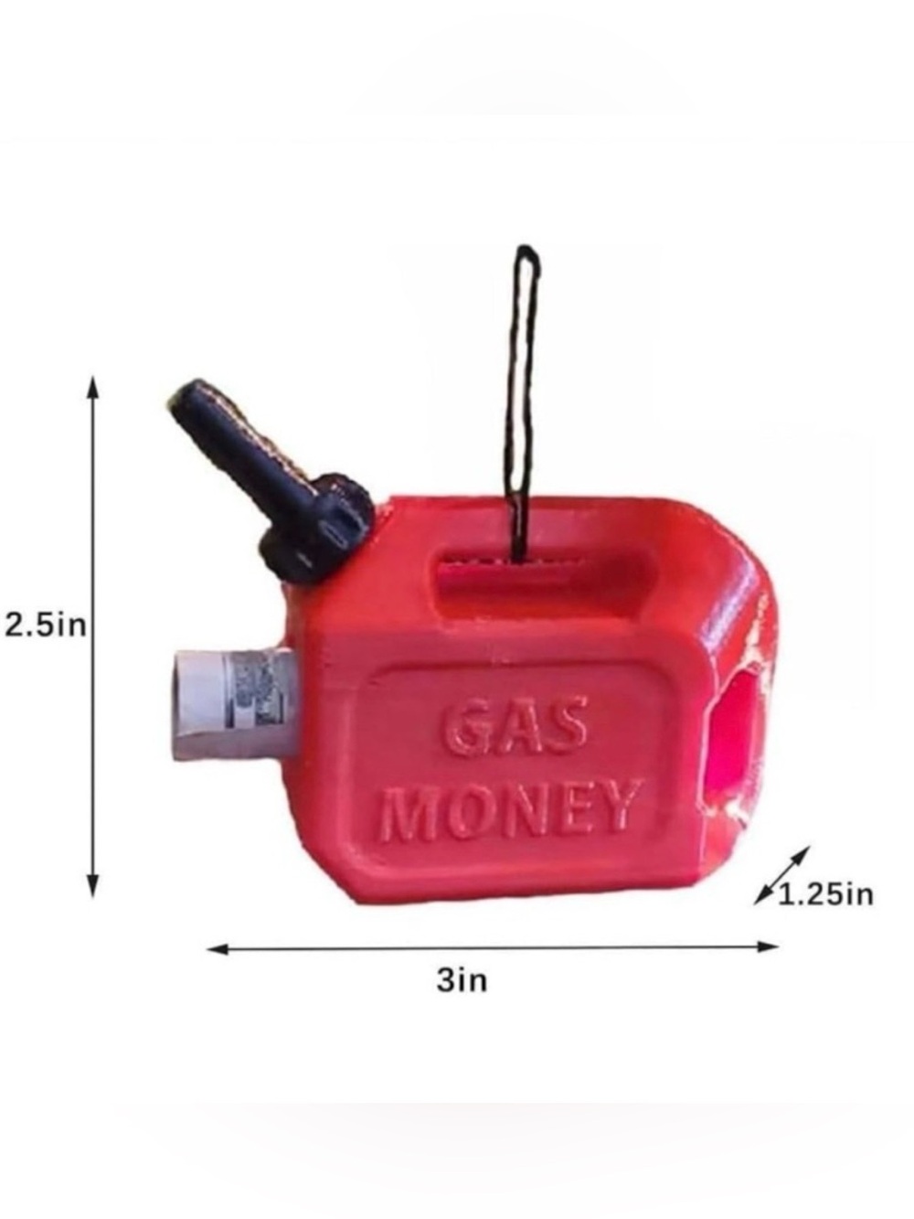 NEW Christmas Ornament, Gas Can with Gas Money Red Novelty Gift College Teenager